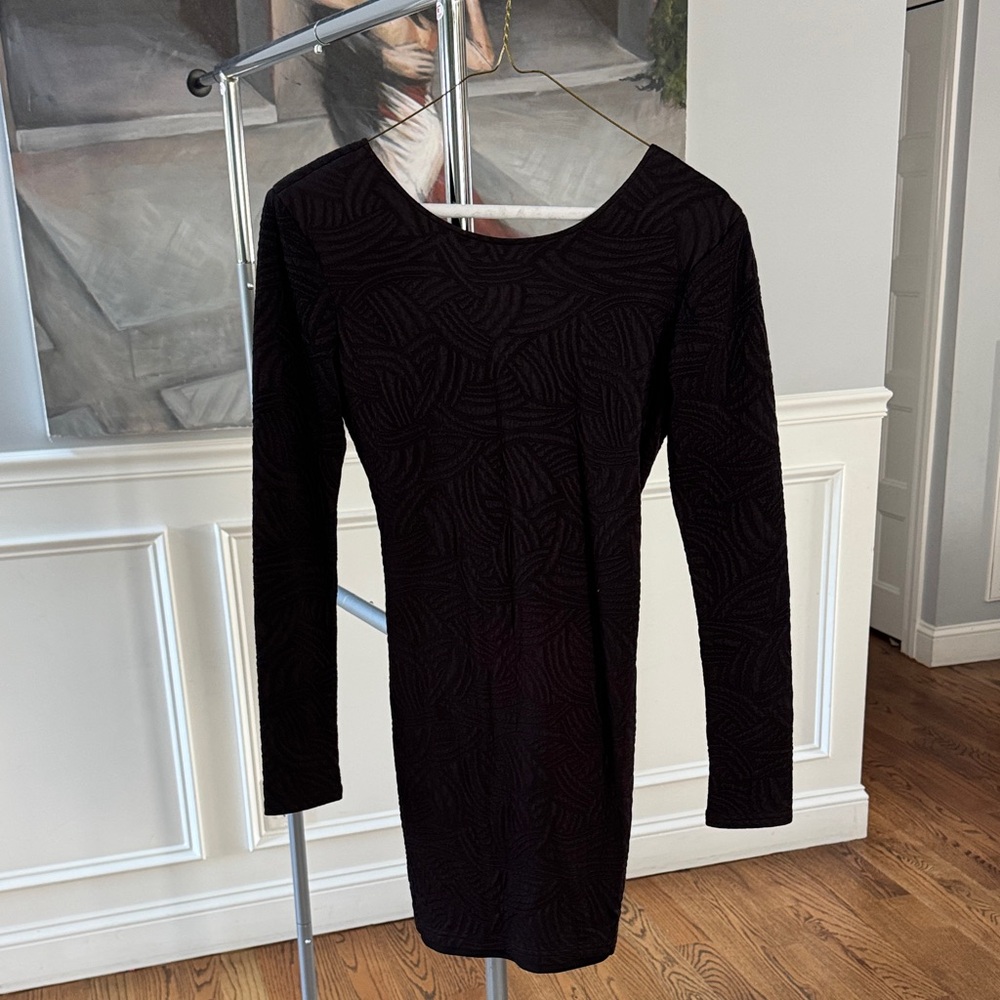 Elegant Black Long Sleeve, low back Dress